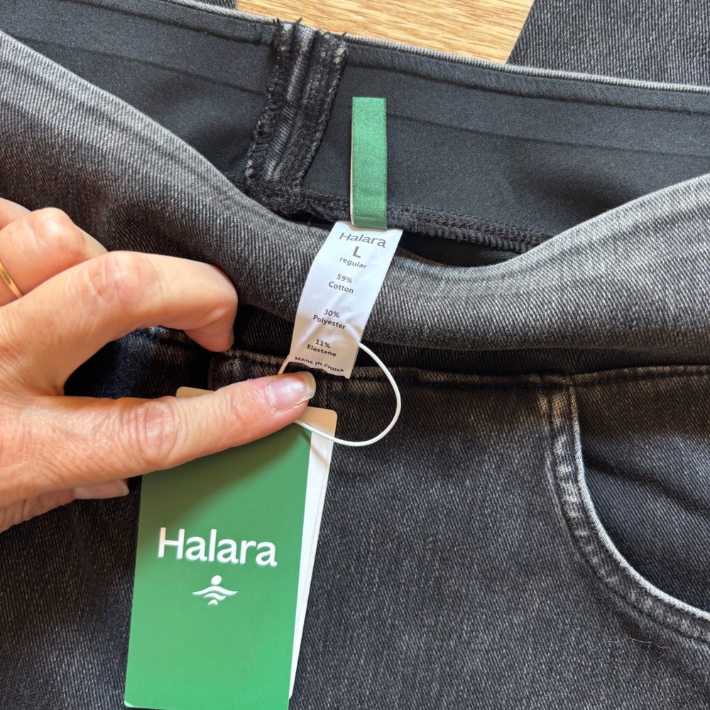 Halara Flex High Waisted Tummy Control Wide Leg Casual Jeans Black Retro Boho - Picture 4 of 10
